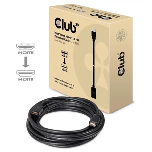 CLUB3D CAC-1320 HDMI 1.4 hosszabító kábel 5m, 4K@30Hz/FHD@60Hz/3D